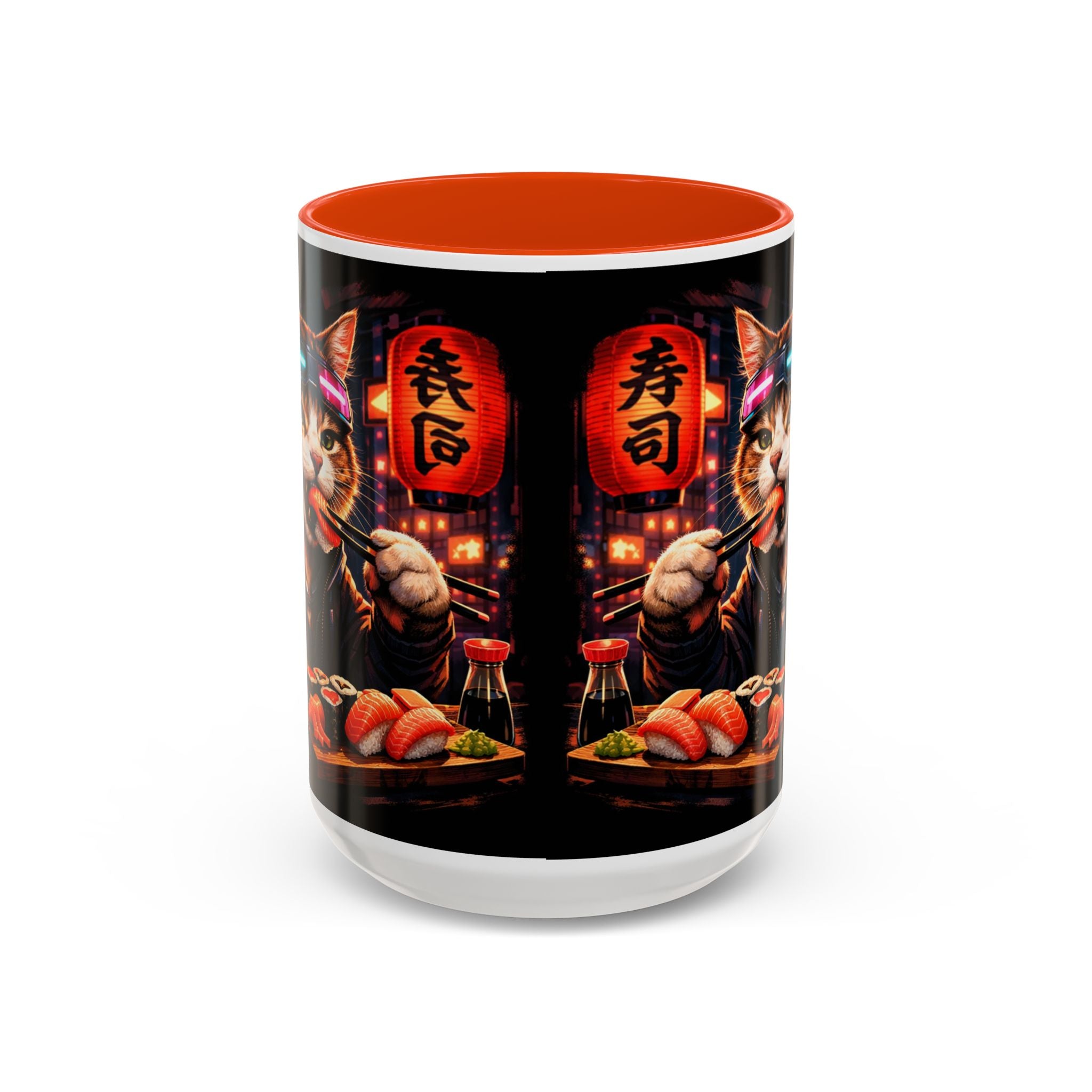 Cyberpunk Sushi Cat Mug | 11oz 15oz Ceramic Coffee Cup