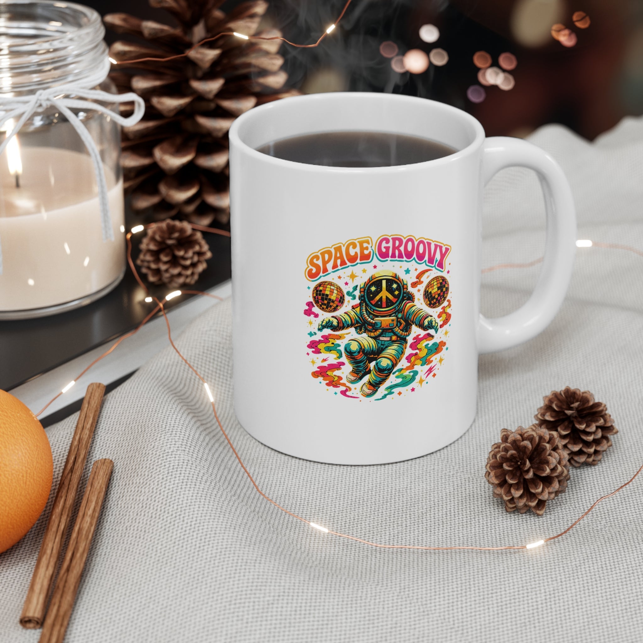 Space Groovy Astronaut Mug | Retro Psychedelic Space Art