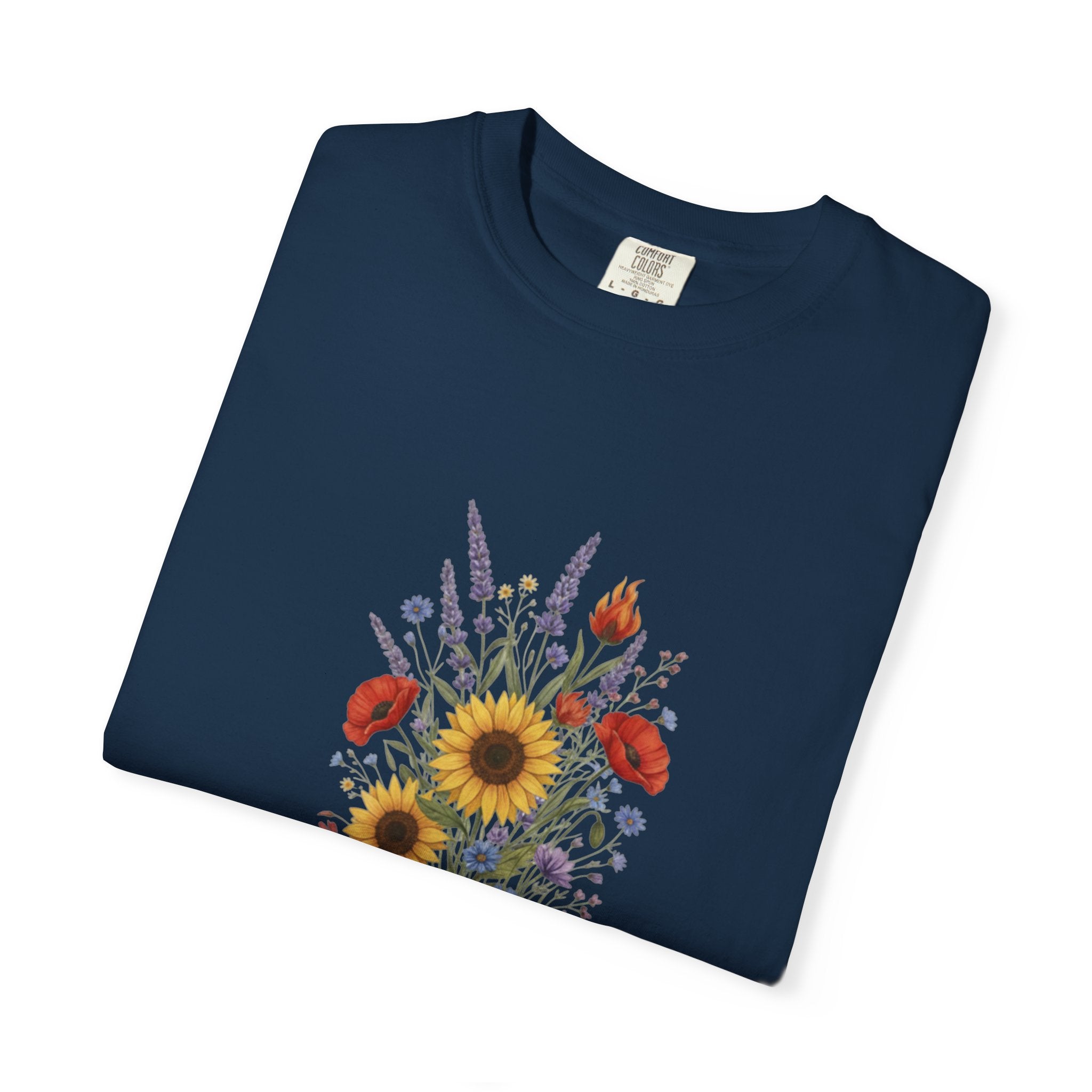 Sunflower and Wildflower Bouquet T-Shirt | Floral Botanical Garden Tee