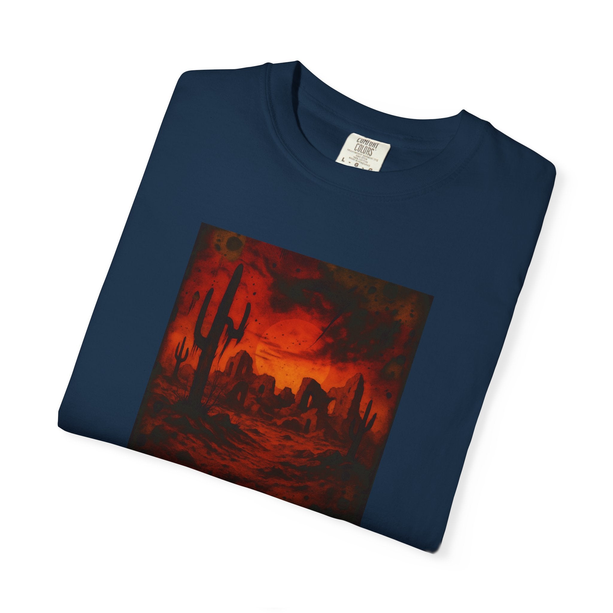Red Desert Sunset T-shirt | Cactus Landscape, Moody Western Scene