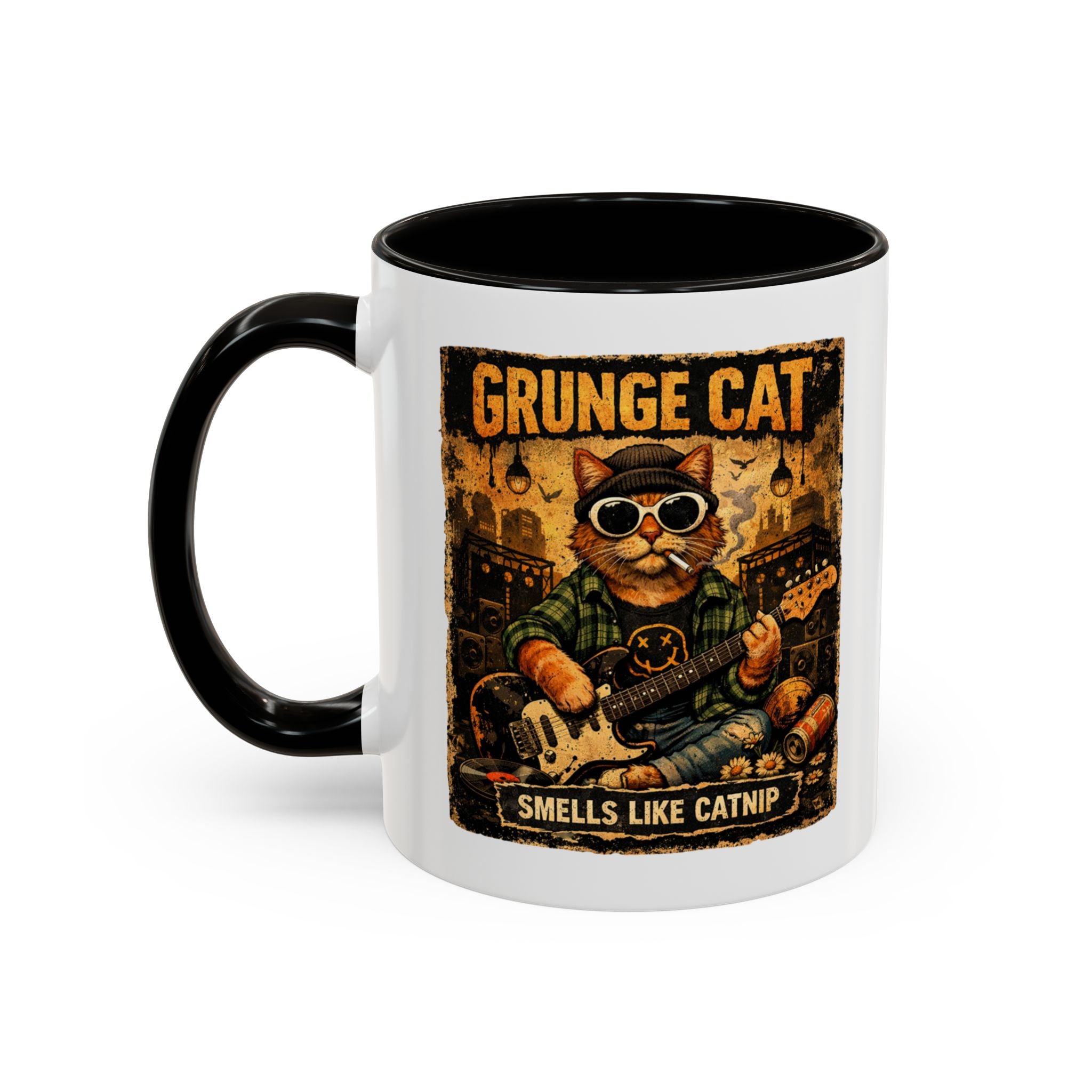 Grunge Cat Smells Like Catnip Mug | Ceramic Coffee Cup