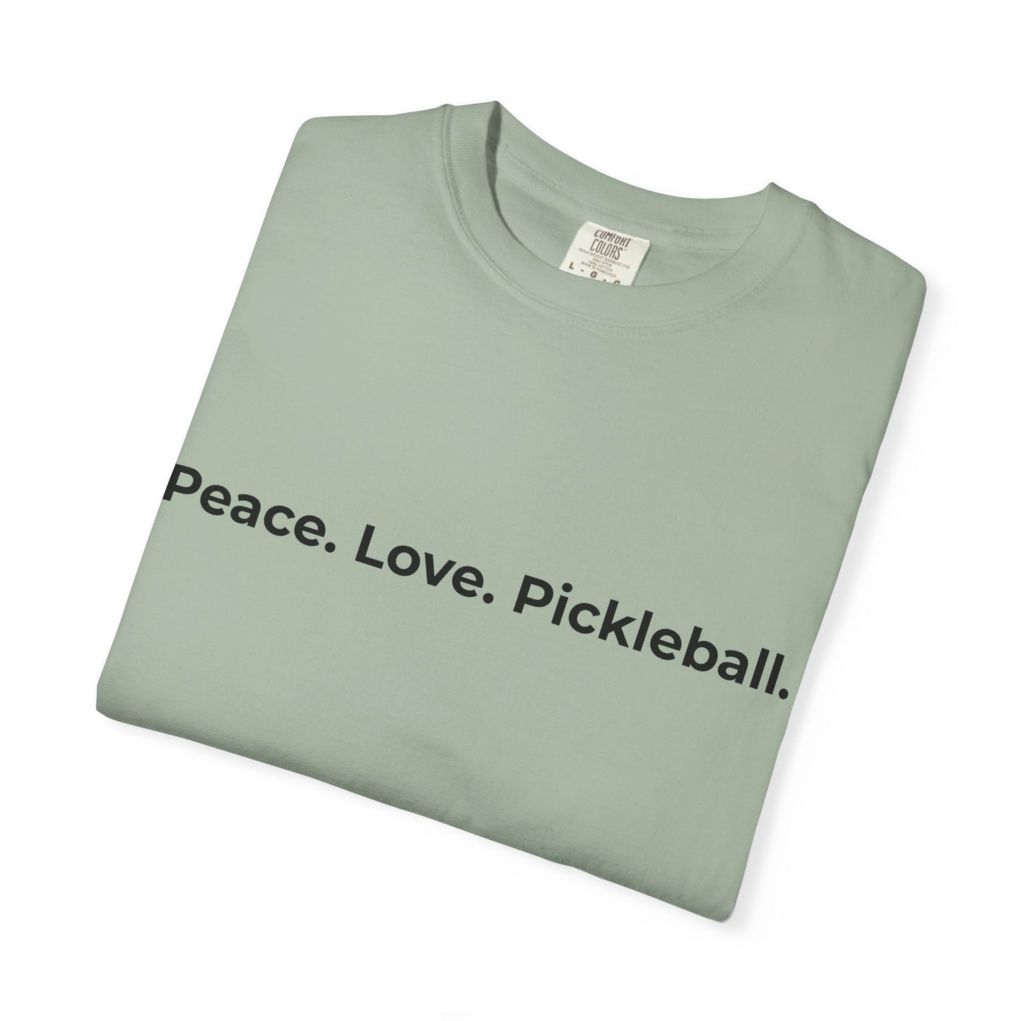 Peace. Love. Pickleball. T-Shirt | Minimalist Text Tennis Paddle Shirt