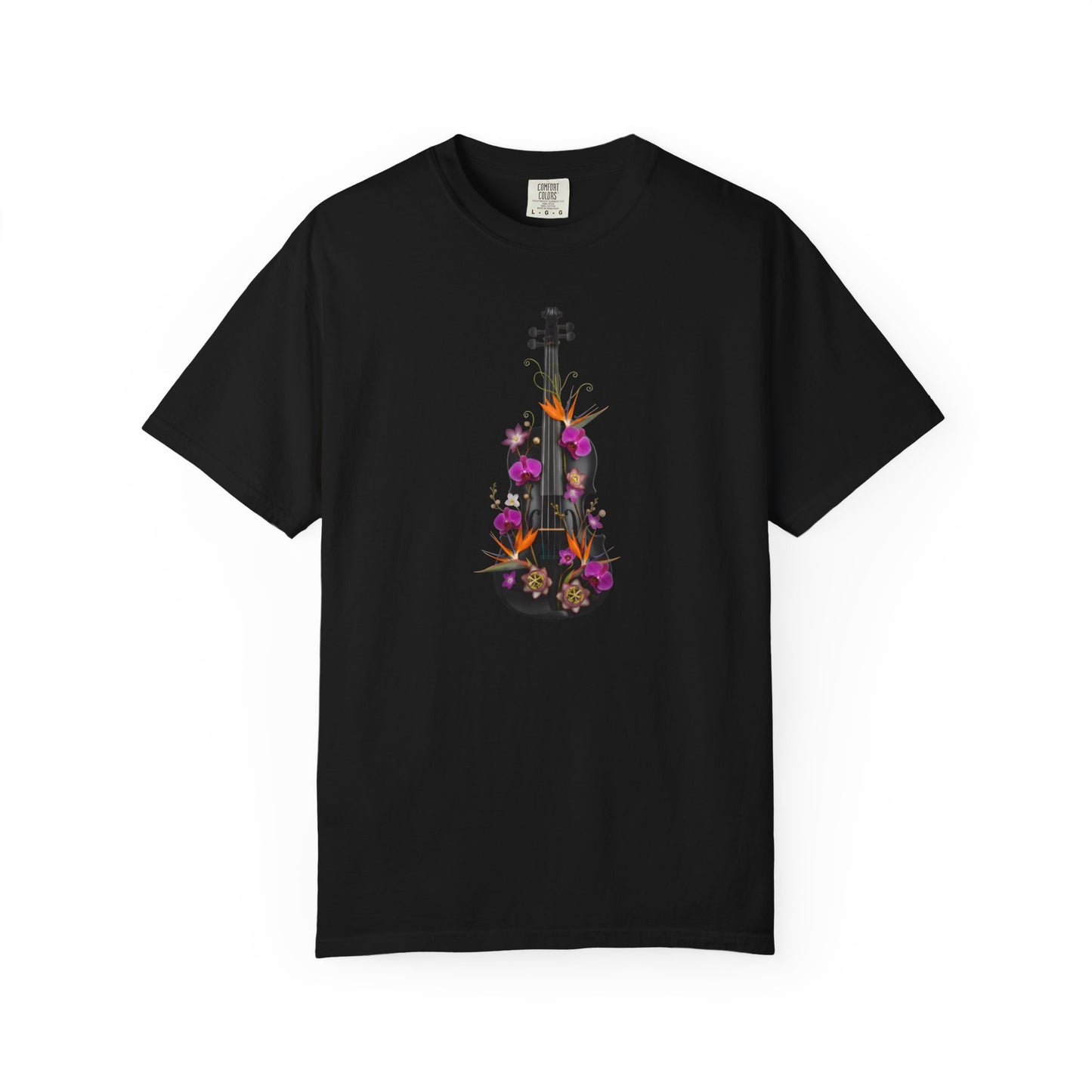 Floral Violin T-shirt | Botanical Music Instrument Tee