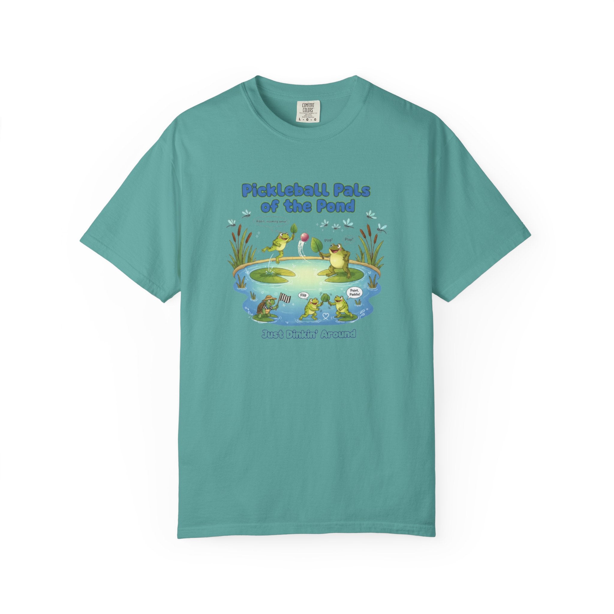 Pickleball Pals of the Pond T-Shirt | Cute Frog Pond Illustration
