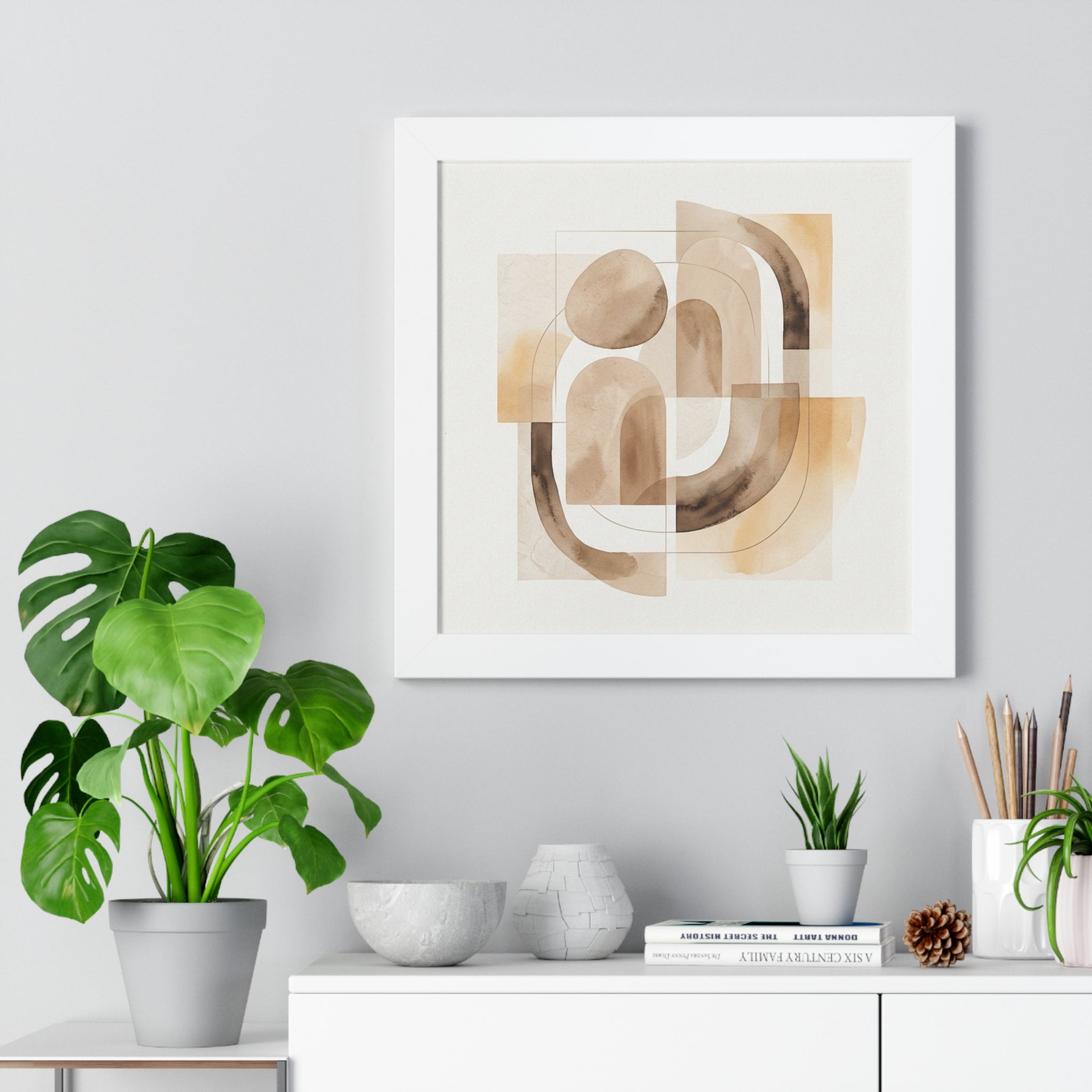 Abstract Neutral Art Framed Horizontal Poster | Minimal Wall Decor