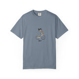 French Bulldog on Bicycle T-shirt | Cute Dog Illustration, 'Oui!' Text
