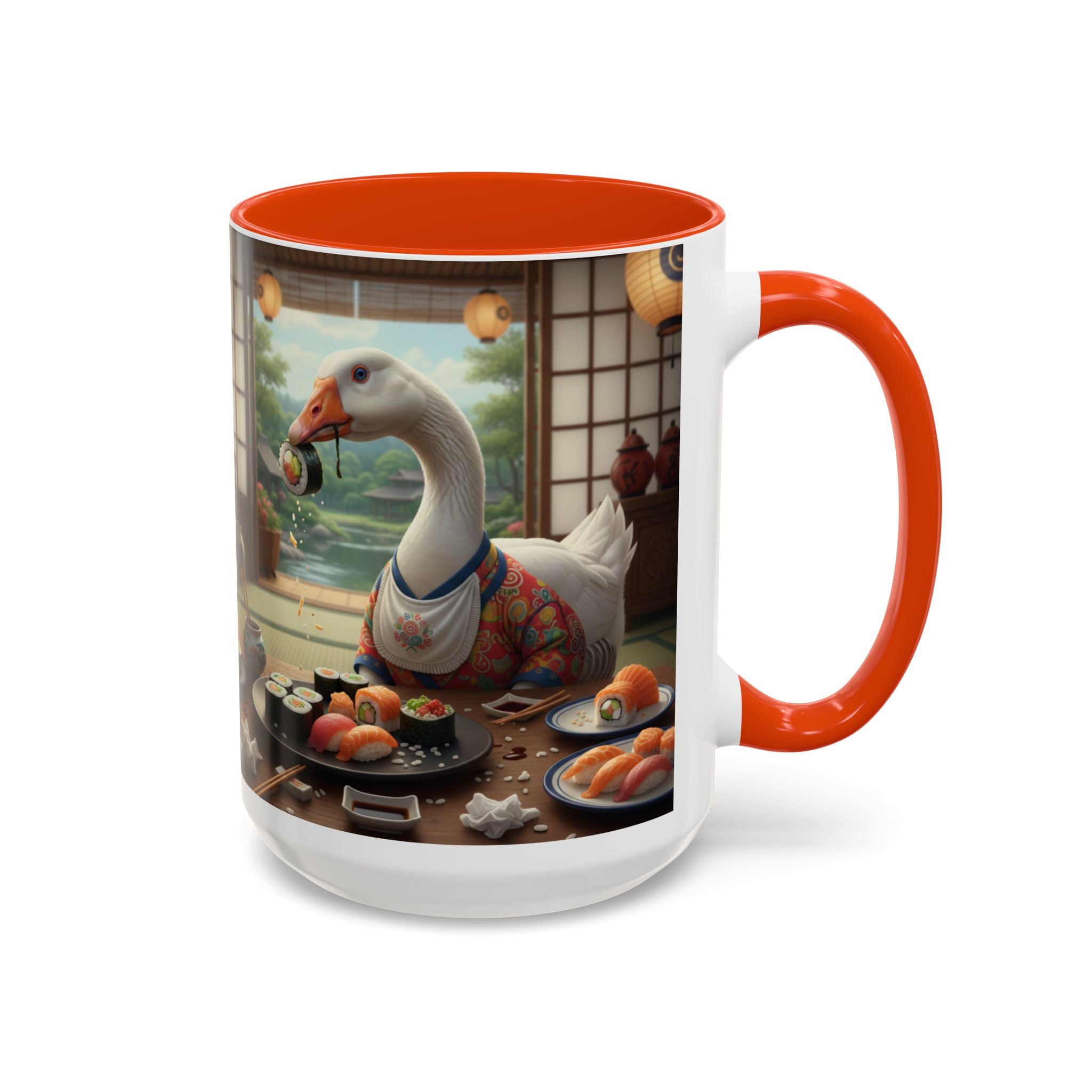 Goose with Sushi Mug | Japanese Tea Room Illustration