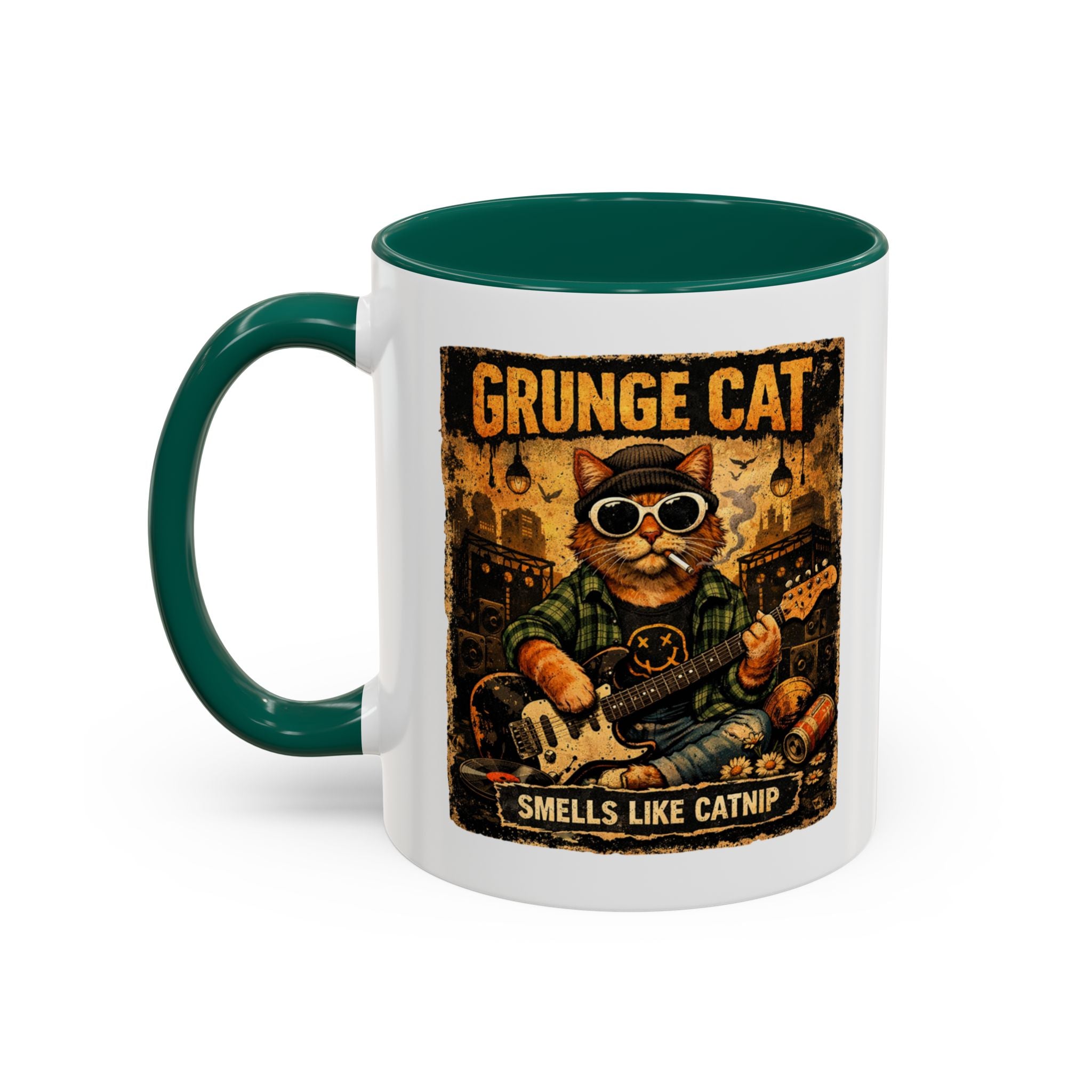 Grunge Cat Smells Like Catnip Mug | Ceramic Coffee Cup