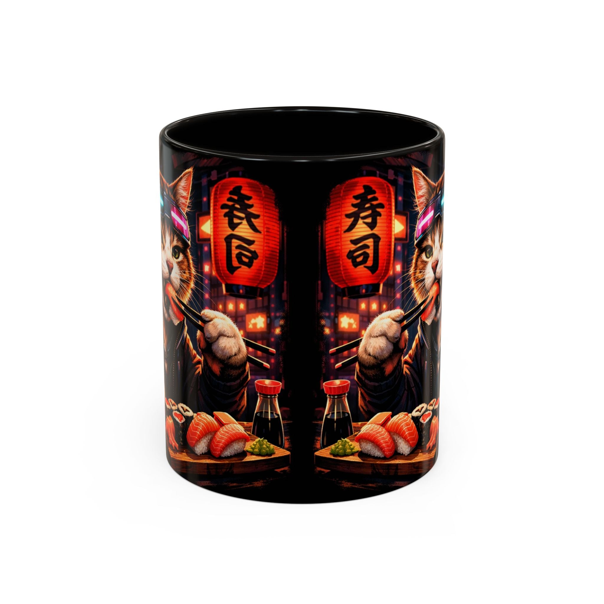 Cyberpunk Sushi Cat Mug | 11oz 15oz Ceramic Coffee Cup