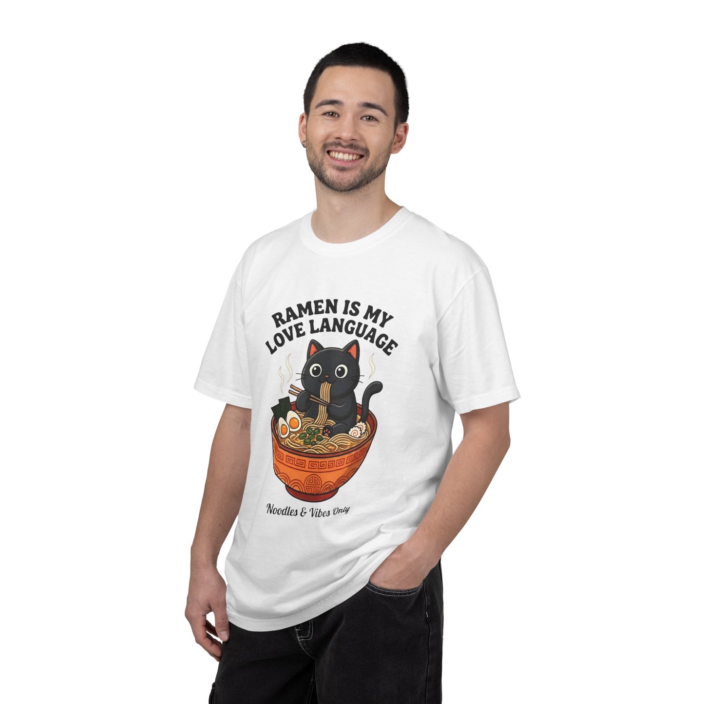 Ramen Is My Love Language T-shirt | Cat in Ramen Bowl Noodles Vibes Tee