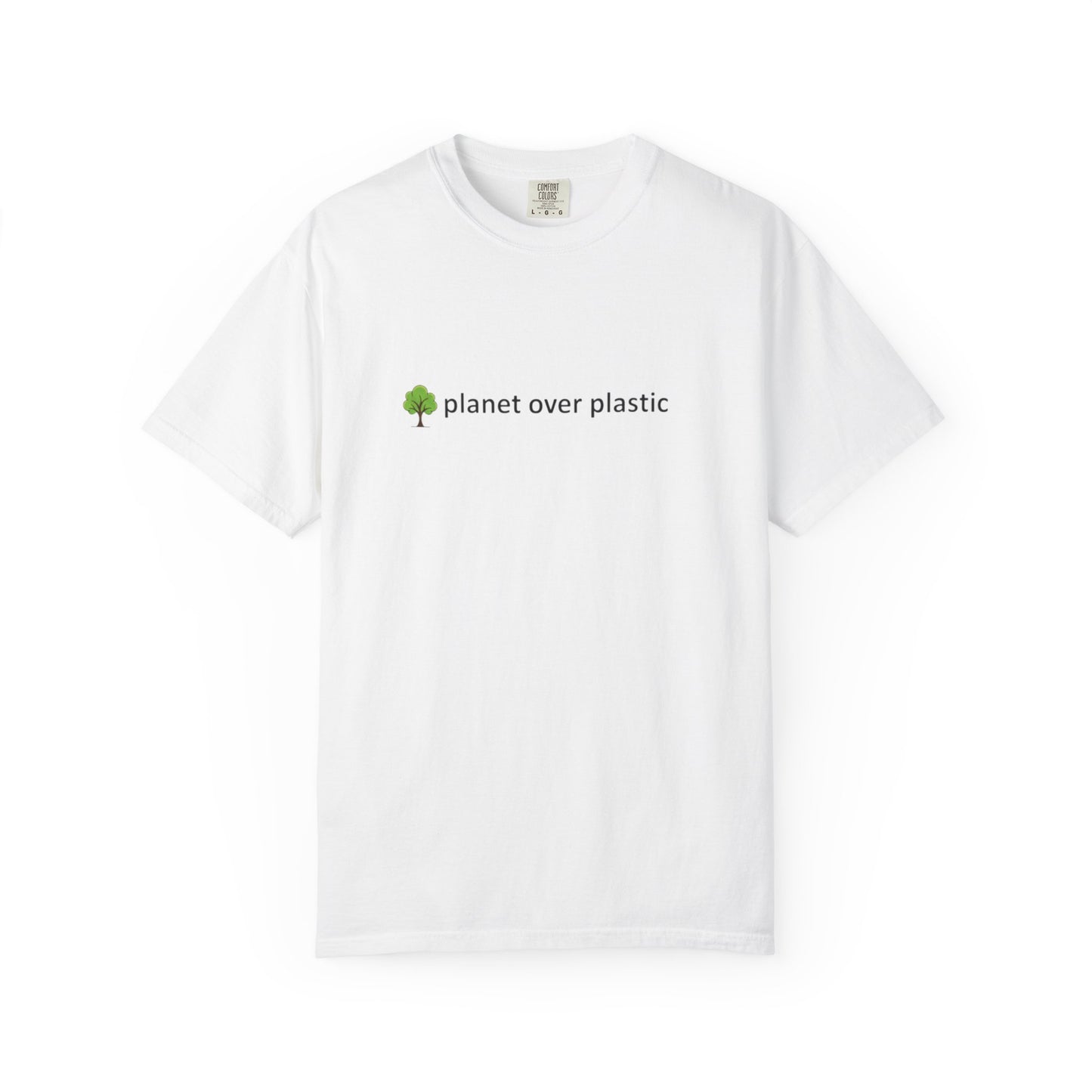 planet over plastic T-shirt | environmental tree slogan tee