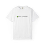 planet over plastic T-shirt | environmental tree slogan tee