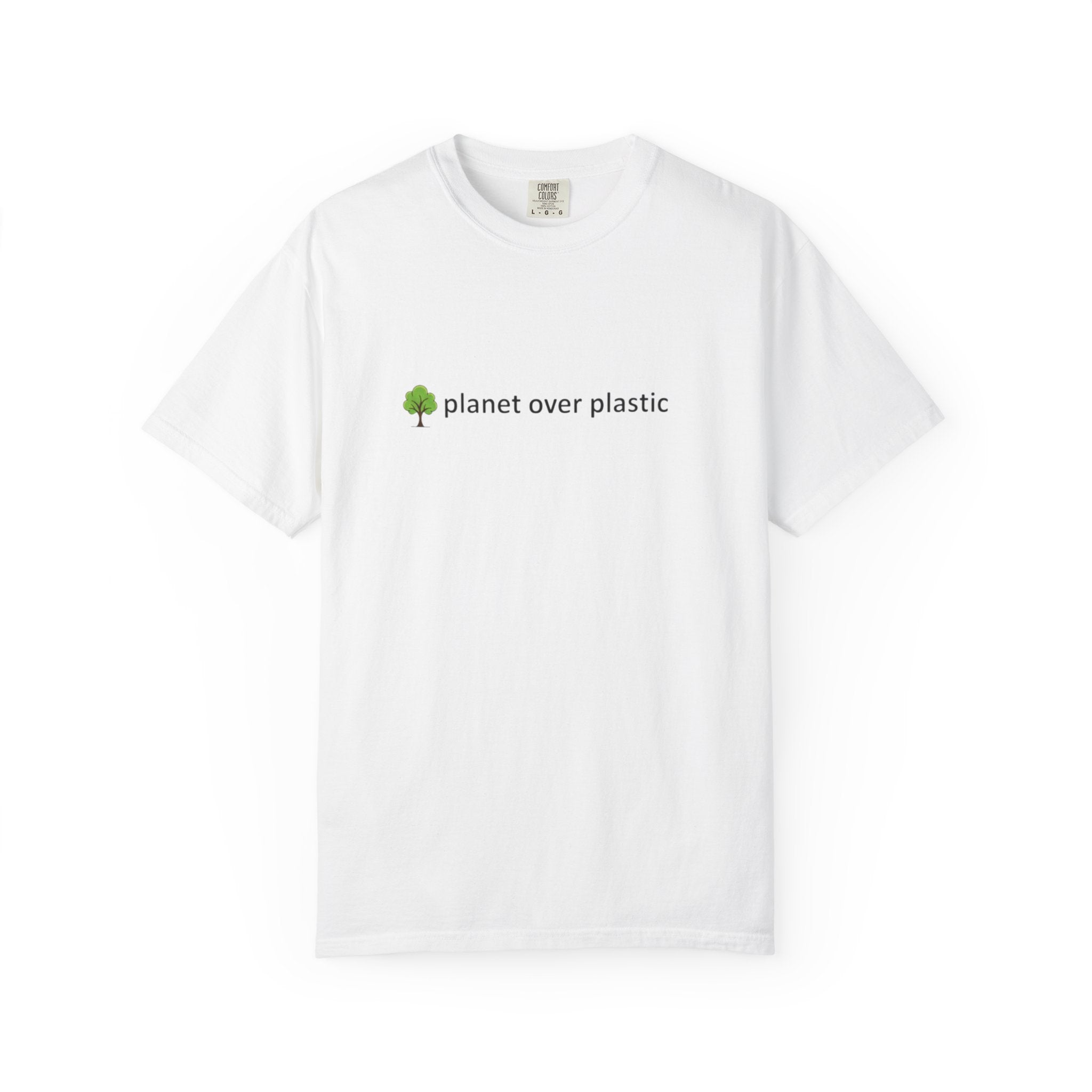 planet over plastic T-shirt | environmental tree slogan tee