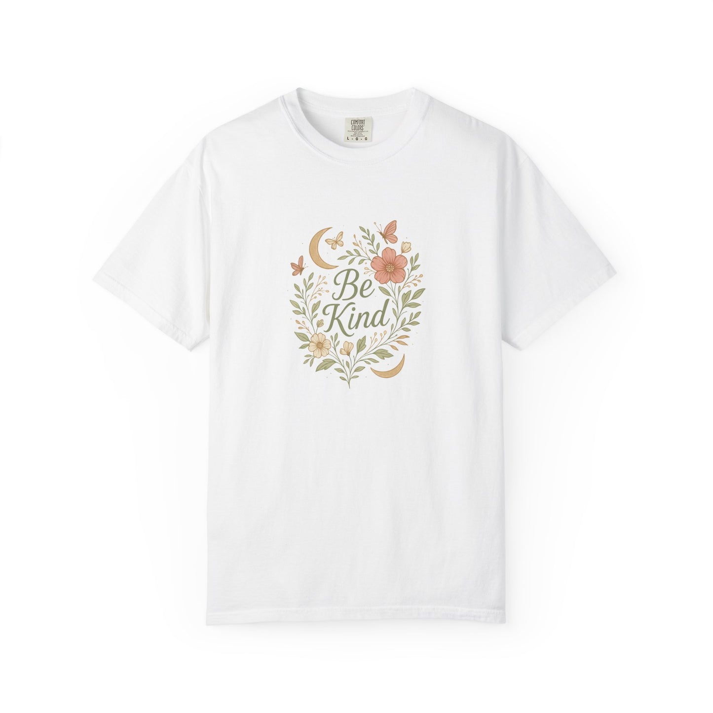 Be Kind Floral Wreath T-Shirt | Positive Quote, Boho Botanical Design