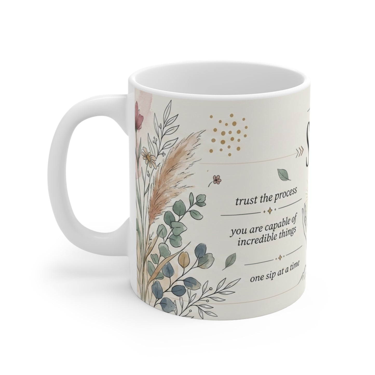 She Believed She Could Mug | Inspirational Floral Boho Quote Coffee Cup