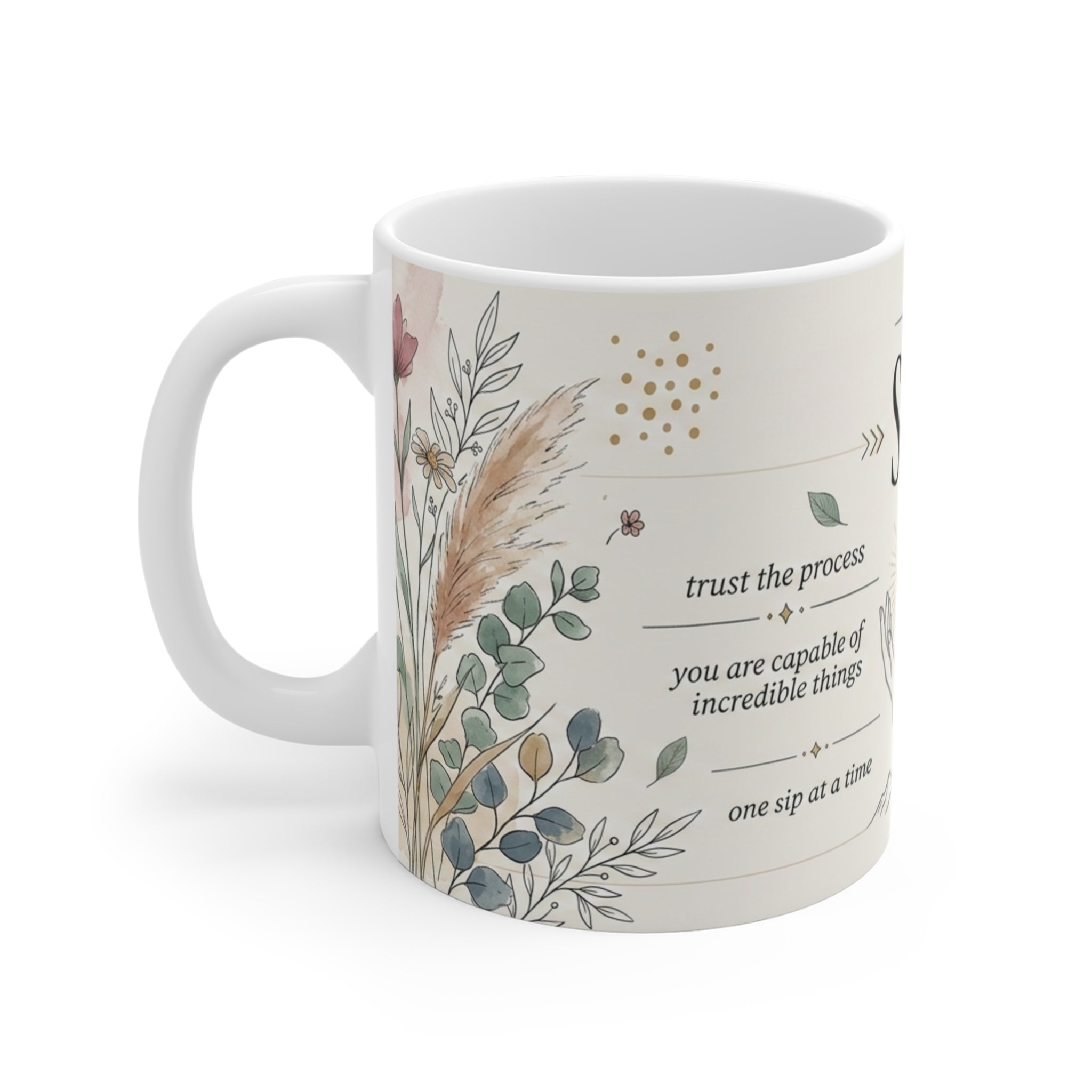 She Believed She Could Mug | Inspirational Floral Boho Quote Coffee Cup