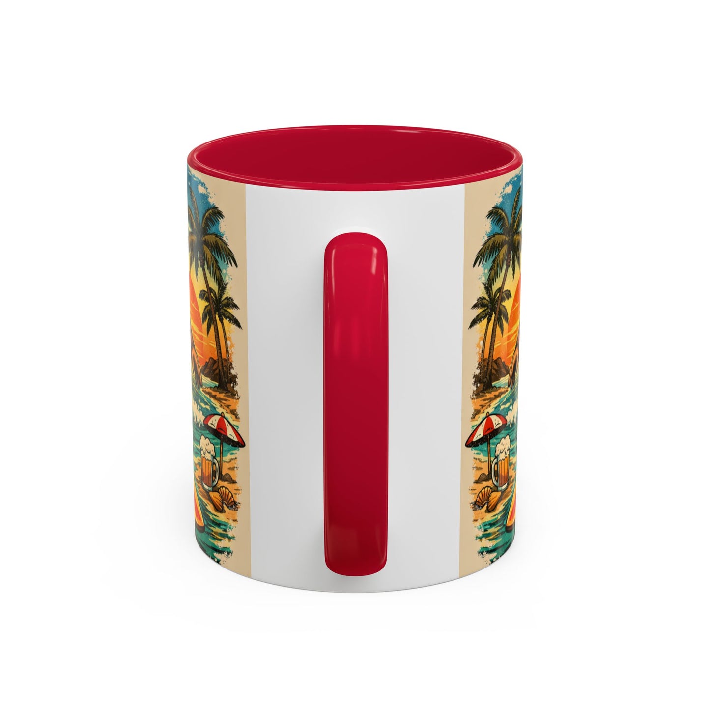Surfing Bigfoot Mug | Retro Beach Sunset Bigfoot Wave Coffee Cup