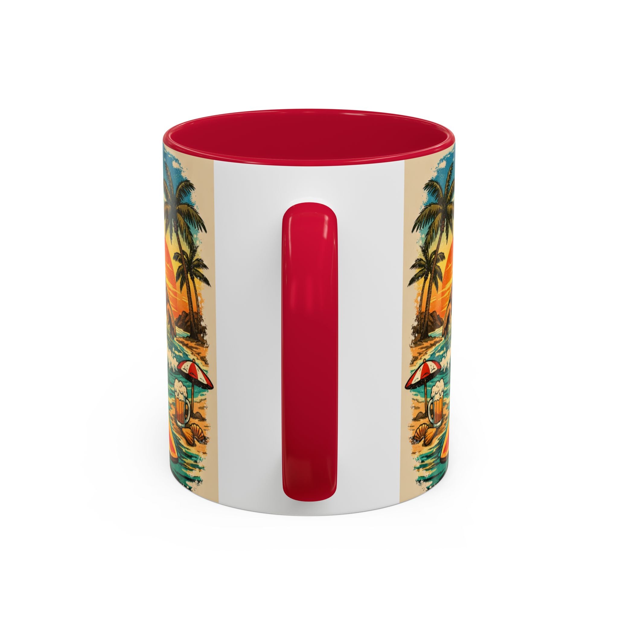 Surfing Bigfoot Mug | Retro Beach Sunset Bigfoot Wave Coffee Cup