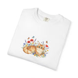 Orange Tabby Cat with Wildflowers T-Shirt | Floral Cat Tee