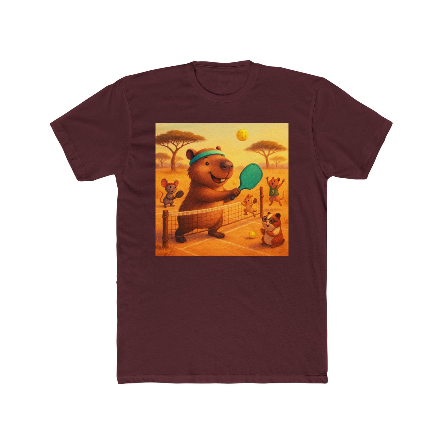 Capybara Playing Pickleball T-Shirt | Retro Sports Animal Illustration