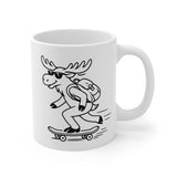 Skateboarding Moose Mug | 11oz Ceramic Coffee Cup