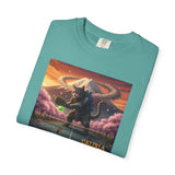 Catzilla Pickleball Destroyer T-shirt | Kaiju Cat Samurai, Mount Fuji Cherry Blossoms