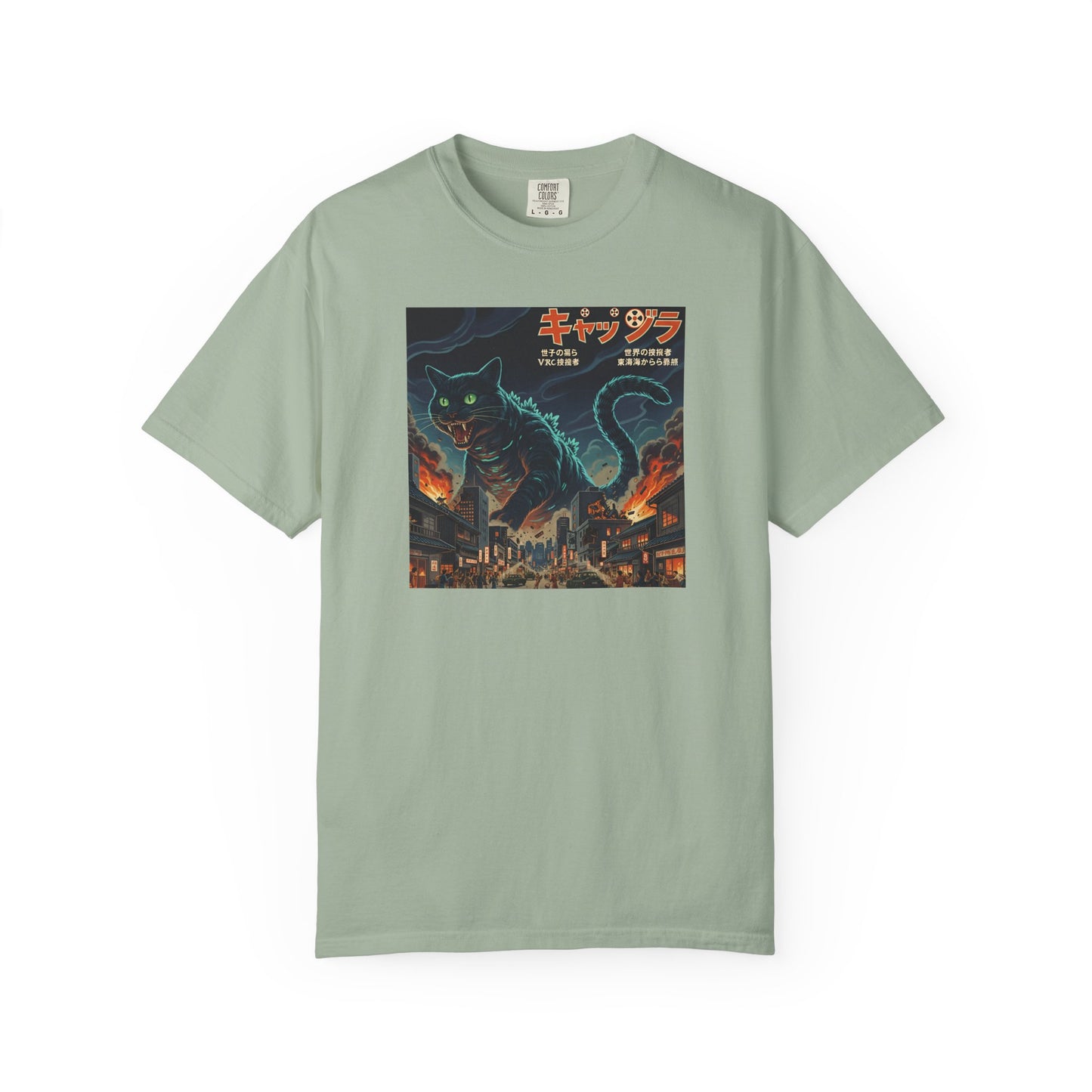 Giant Neon Cat Rampage T-Shirt | Retro City Kaiju Artwork