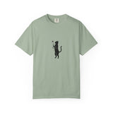Black Cat Holding Flower T-Shirt | Minimal Cat Silhouette Tee