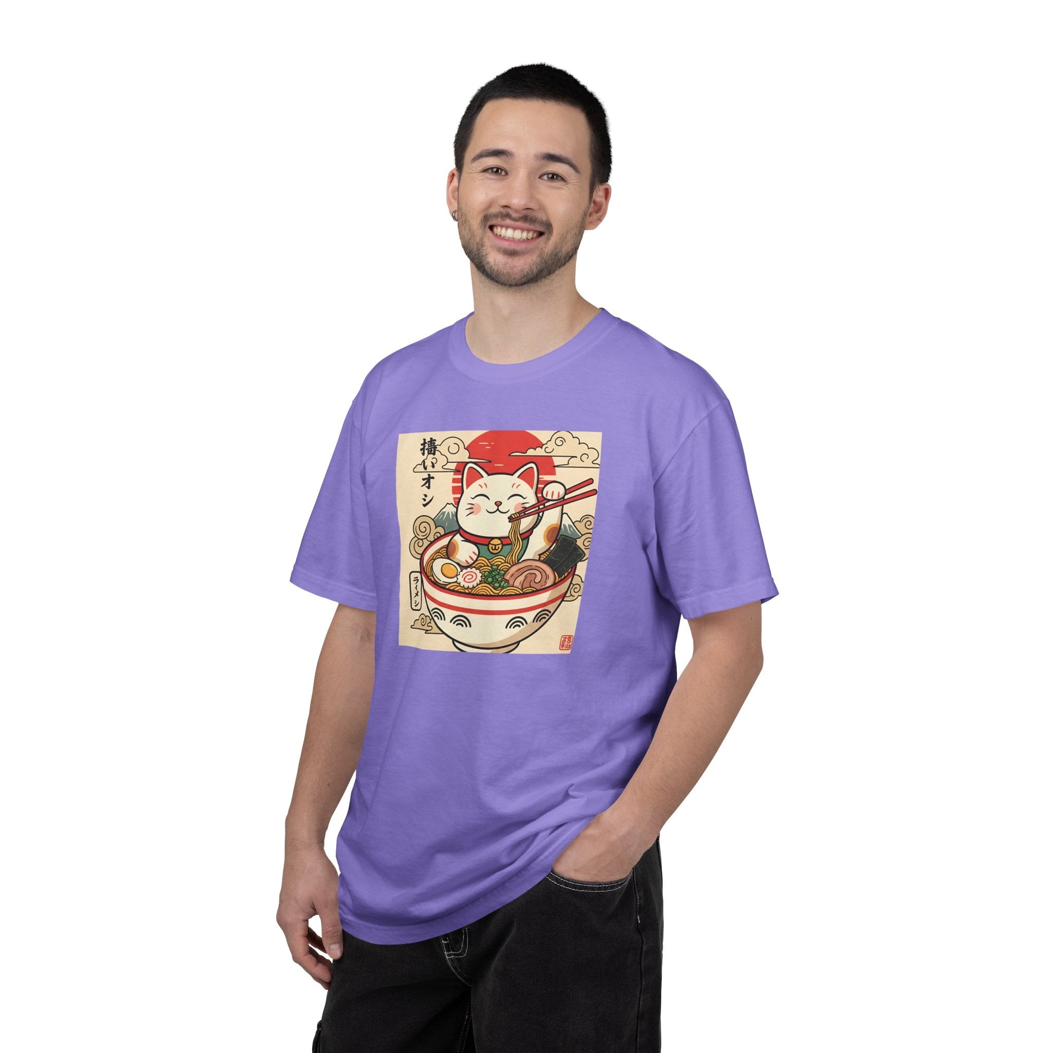 Maneki Neko Ramen Cat T-shirt | Lucky Cat Bowl Graphic Japanese Style