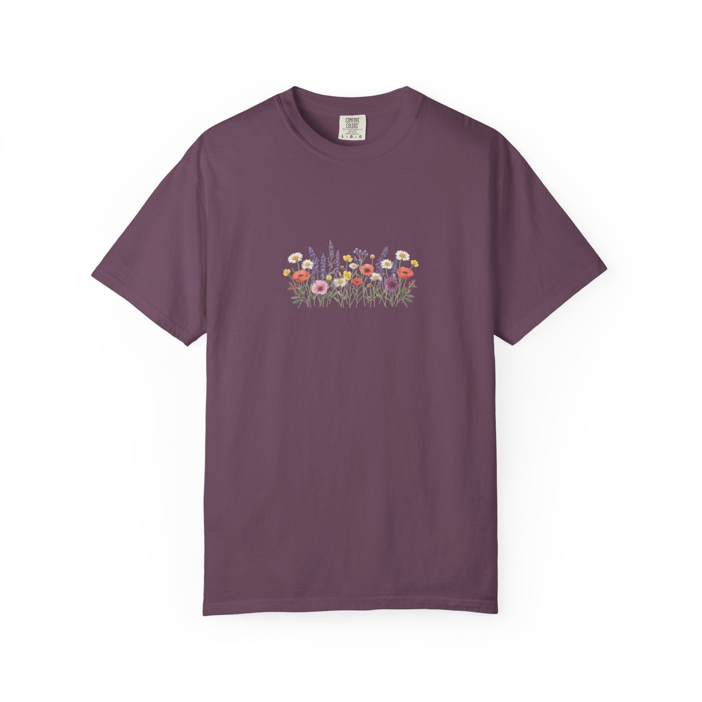 Wildflower Meadow watercolor floral design T-shirt | botanical garden tee