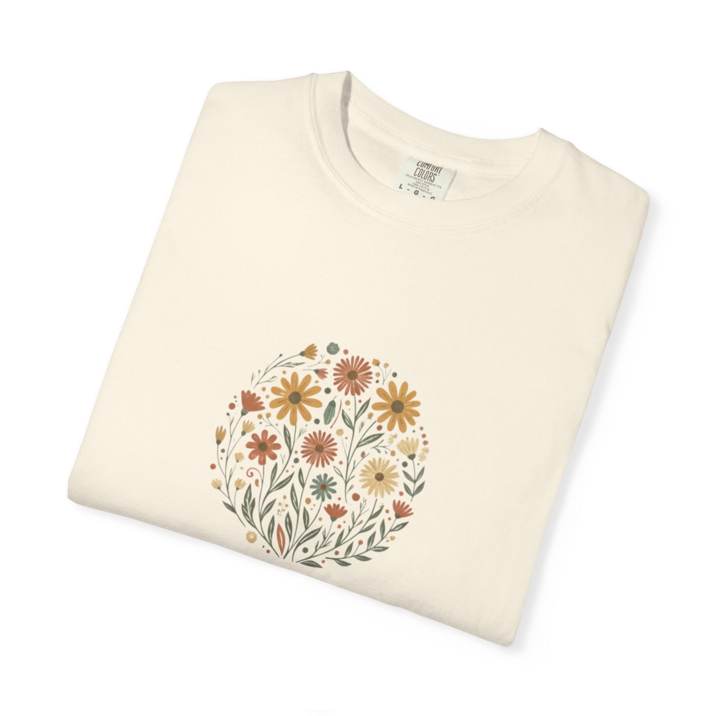 Autumn Wildflower Bouquet T-Shirt | Floral Circle Illustration