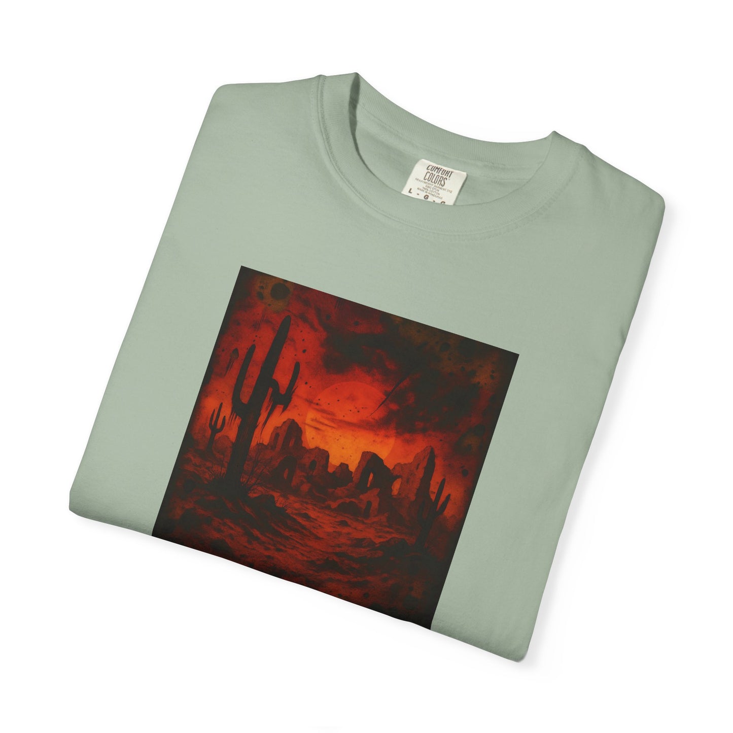 Red Desert Sunset T-shirt | Cactus Landscape, Moody Western Scene