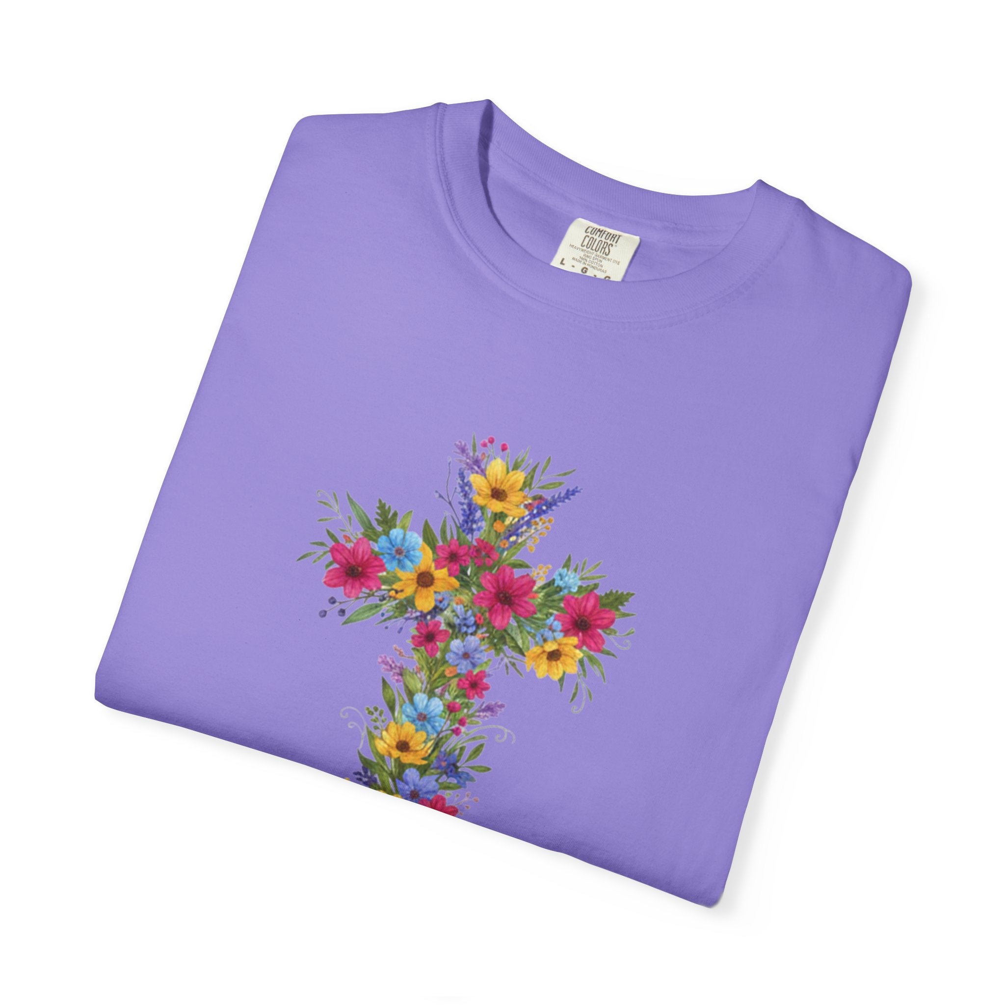 Floral Cross T-shirt | Colorful Flower Cross Tee, Christian Faith Shirt
