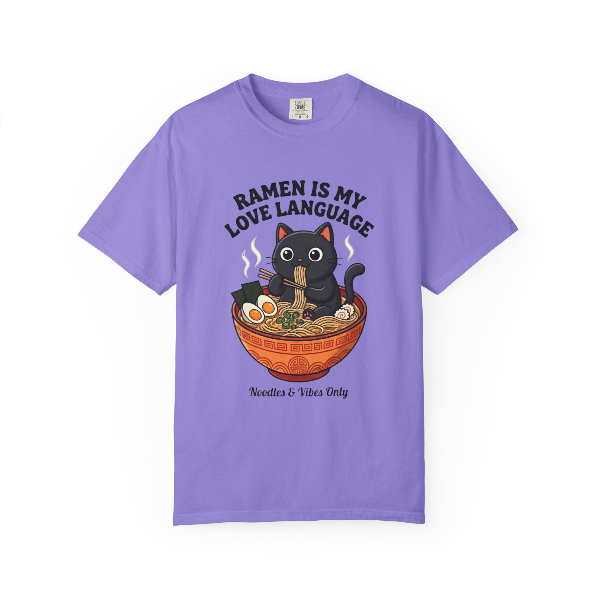 Ramen Is My Love Language T-shirt | Cat in Ramen Bowl Noodles Vibes Tee