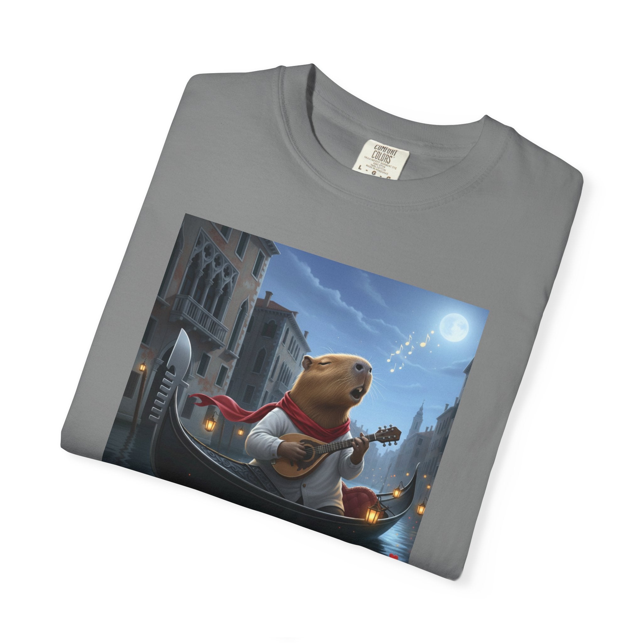 Capybara Gondolier Venice Night T-shirt | Romantic Venetian Canal Illustration