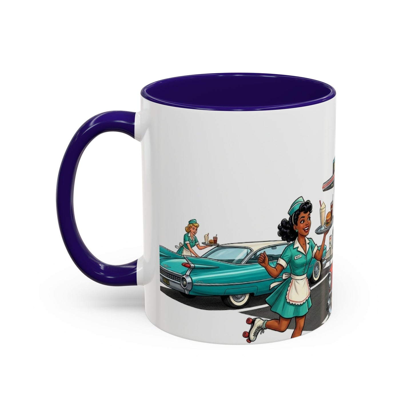 1950s Diner Scene Mug | Retro Car Hop Coffee Cup