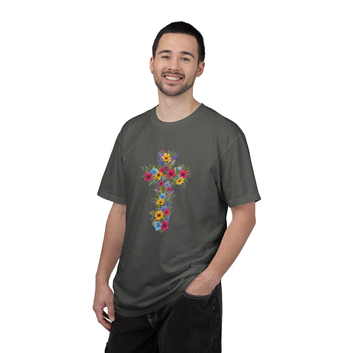 Floral Cross T-shirt | Colorful Flower Cross Tee, Christian Faith Shirt