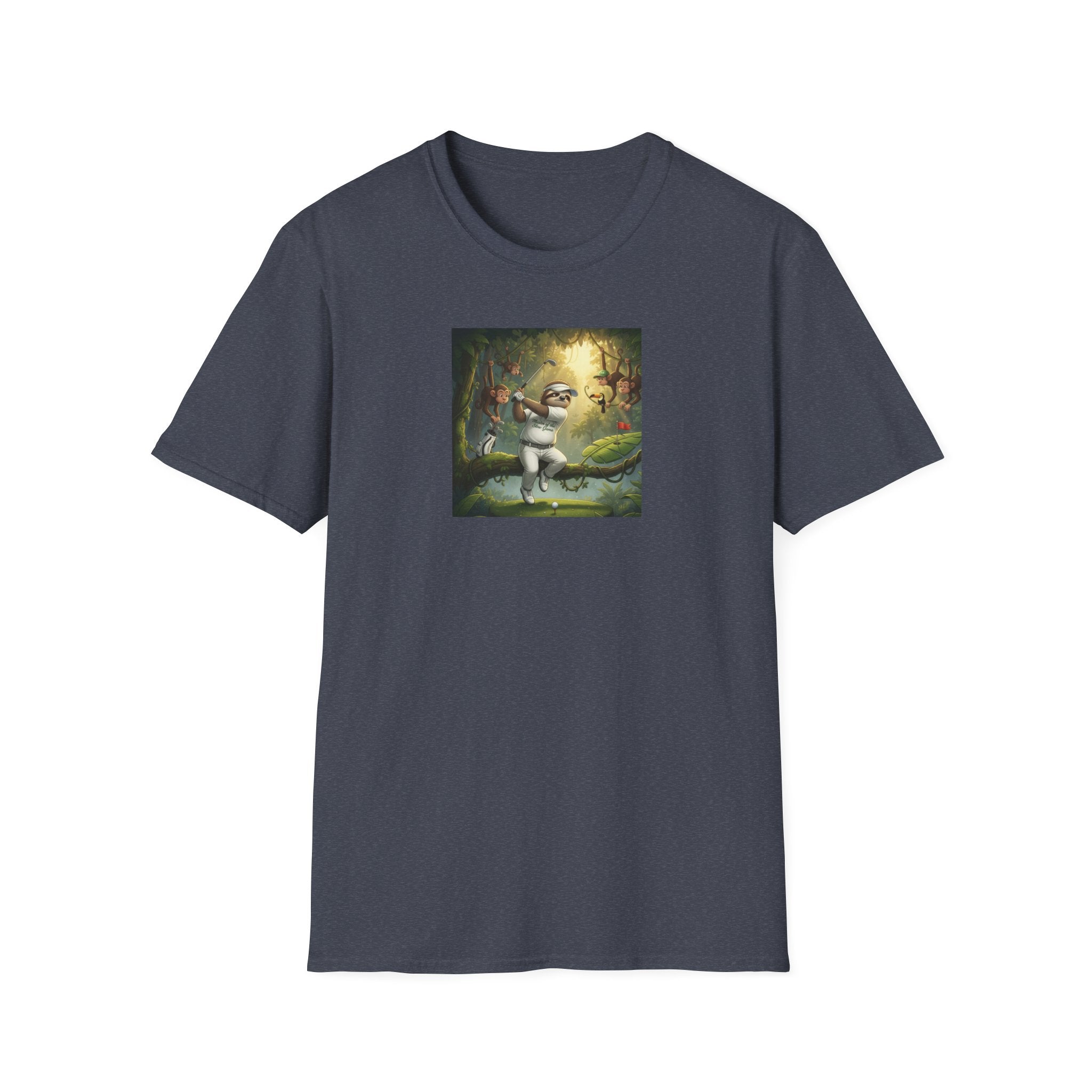 Slow Living Sloth Golfer T-Shirt | Zen Sportswear Tropical Golf Silas