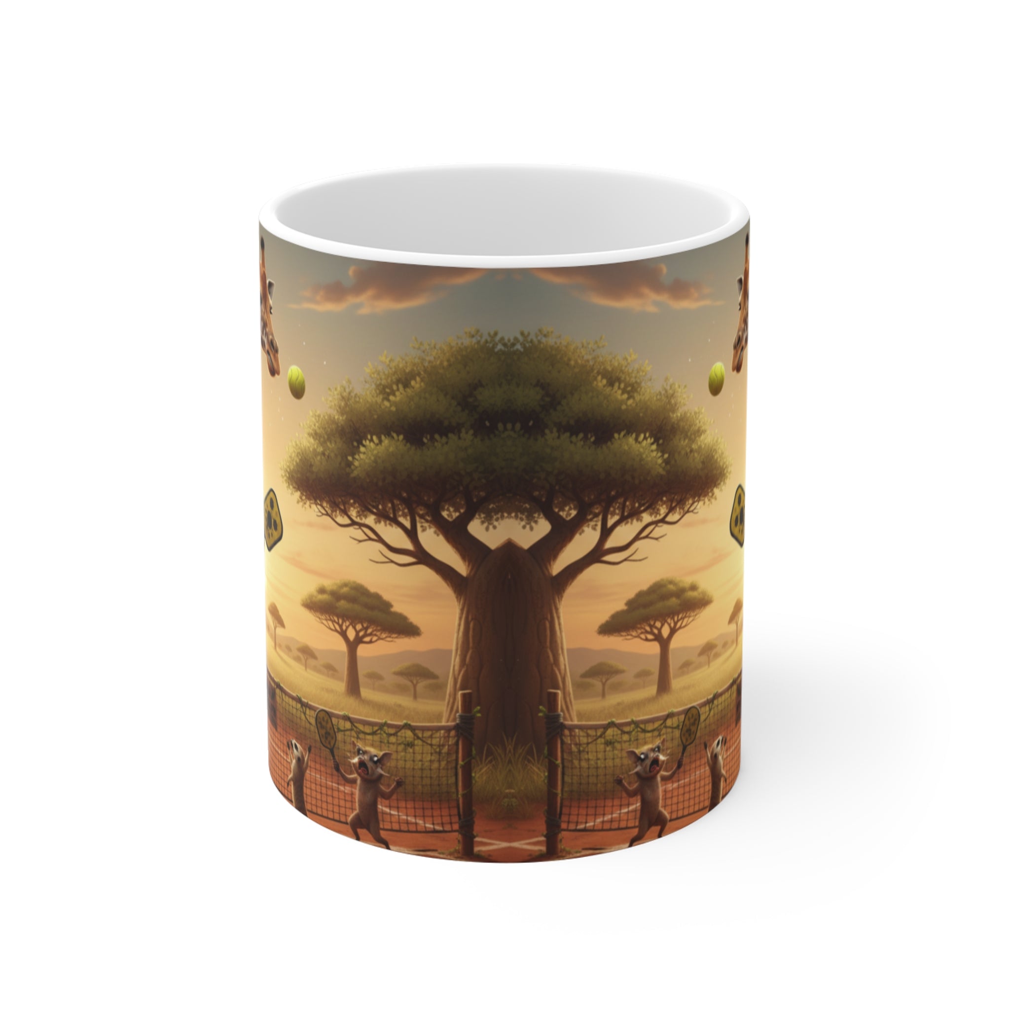 Giraffe Playing Pickleball Mug | Animal Sports Novelty Coffee Cup