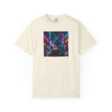 Neon Cyberpunk Capybara Cityscape T-Shirt | Futuristic Night Street Art