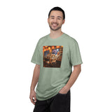 Whiskers and the Wondrous Noodles Cat Bar Ramen Scene T-shirt | Cozy Pub Cat Illustration