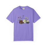Camping Mountain Outdoors Graphic T-shirt | Hiking Boots Trees Flowers