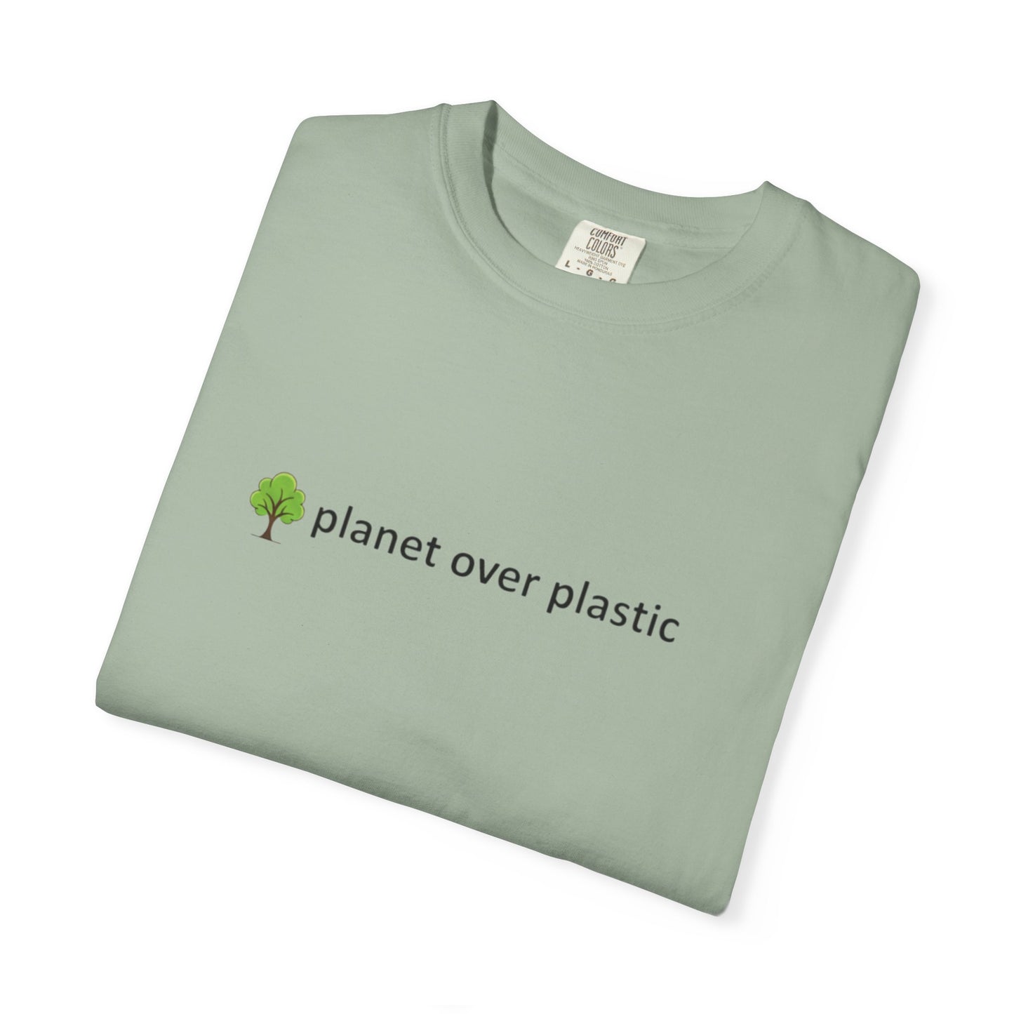 planet over plastic T-shirt | environmental tree slogan tee