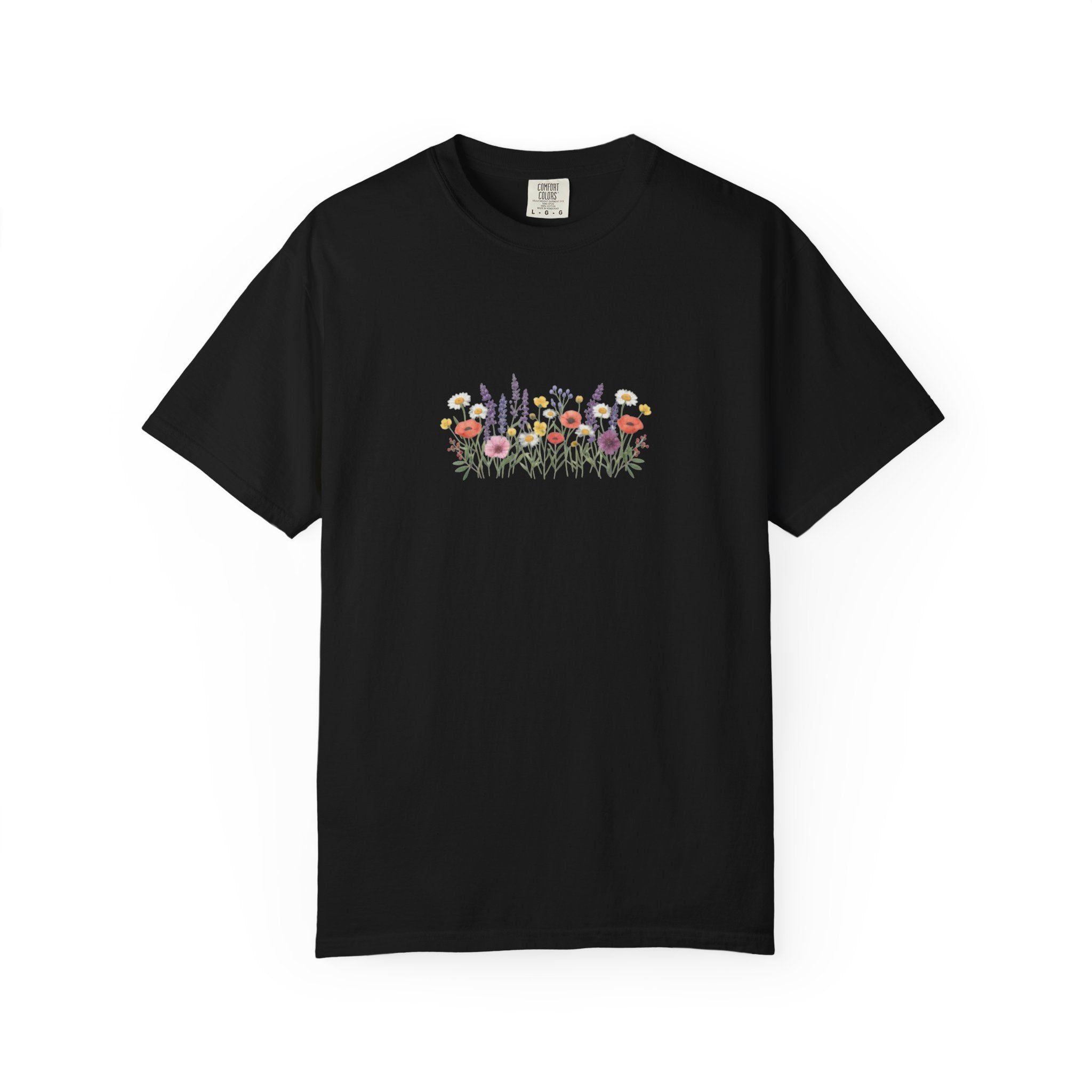 Wildflower Meadow watercolor floral design T-shirt | botanical garden tee