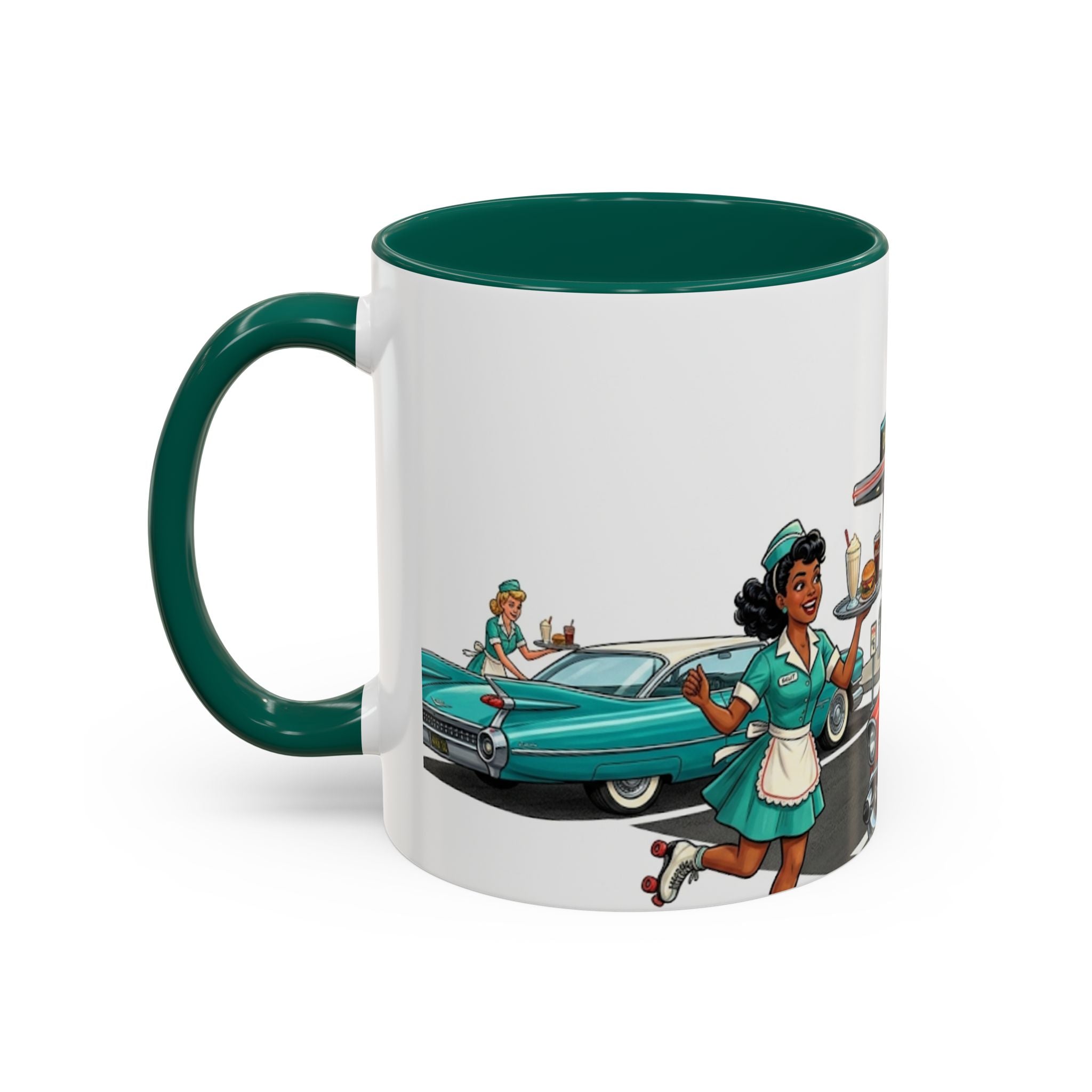 1950s Diner Scene Mug | Retro Car Hop Coffee Cup