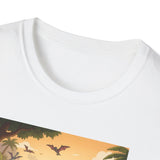 Jurassic Pickleball Club | Retro Tropical Dino Illustration T-Shirt