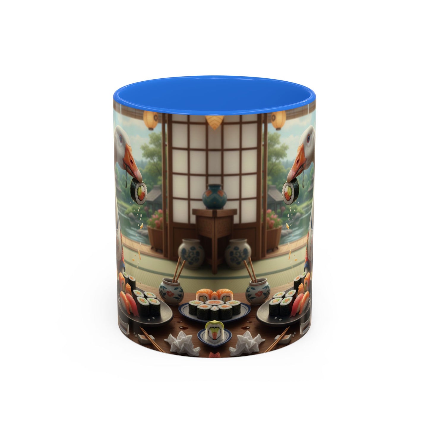 Goose with Sushi Mug | Japanese Tea Room Illustration