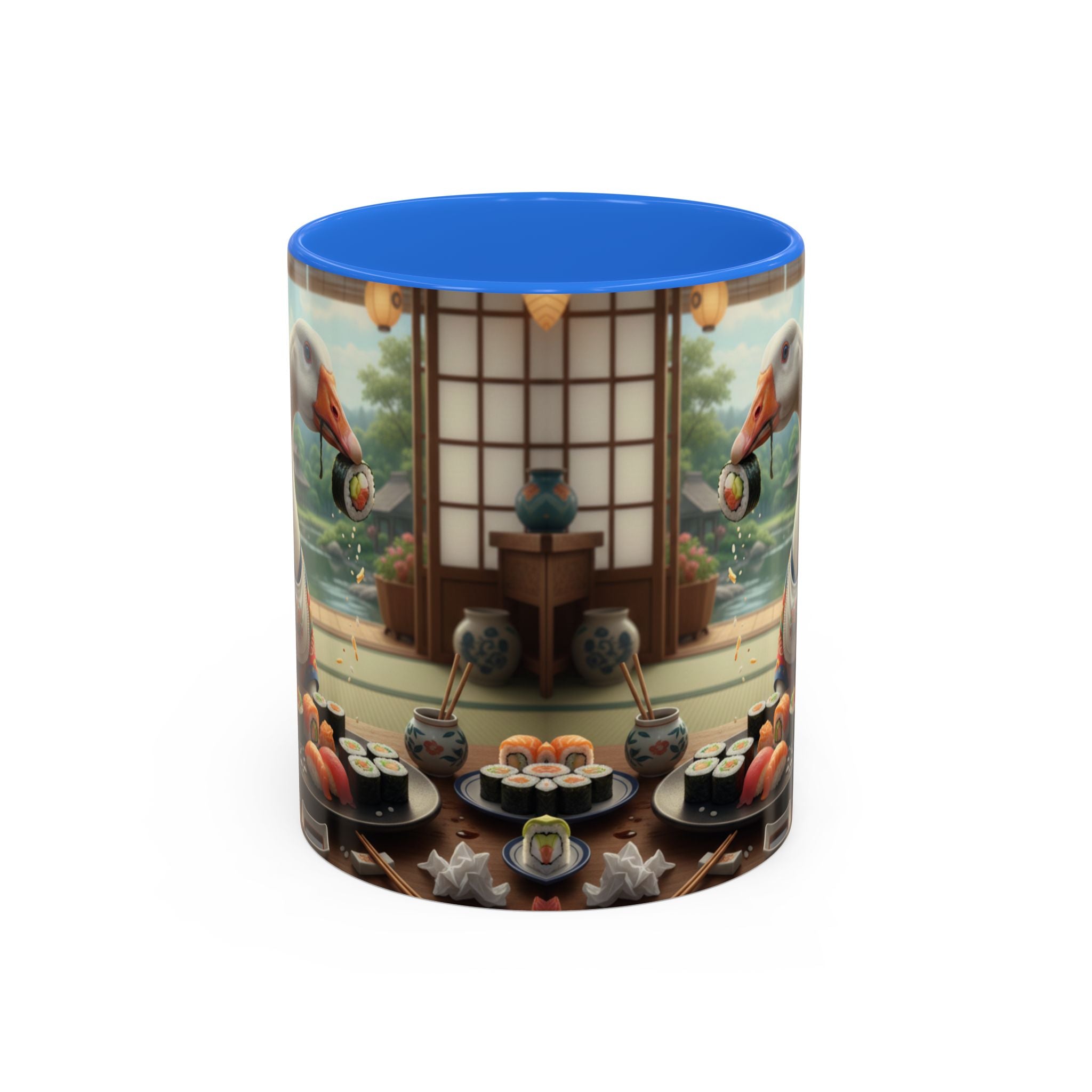 Goose with Sushi Mug | Japanese Tea Room Illustration