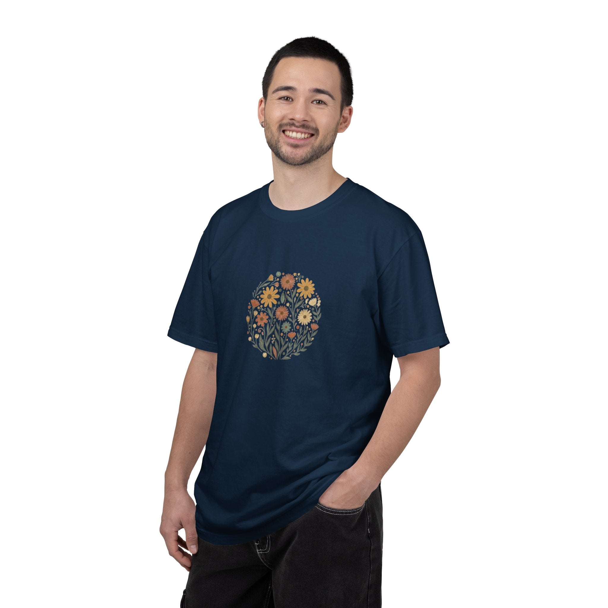 Autumn Wildflower Bouquet T-Shirt | Floral Circle Illustration