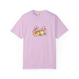 Orange Tabby Cat with Wildflowers T-Shirt | Floral Cat Tee